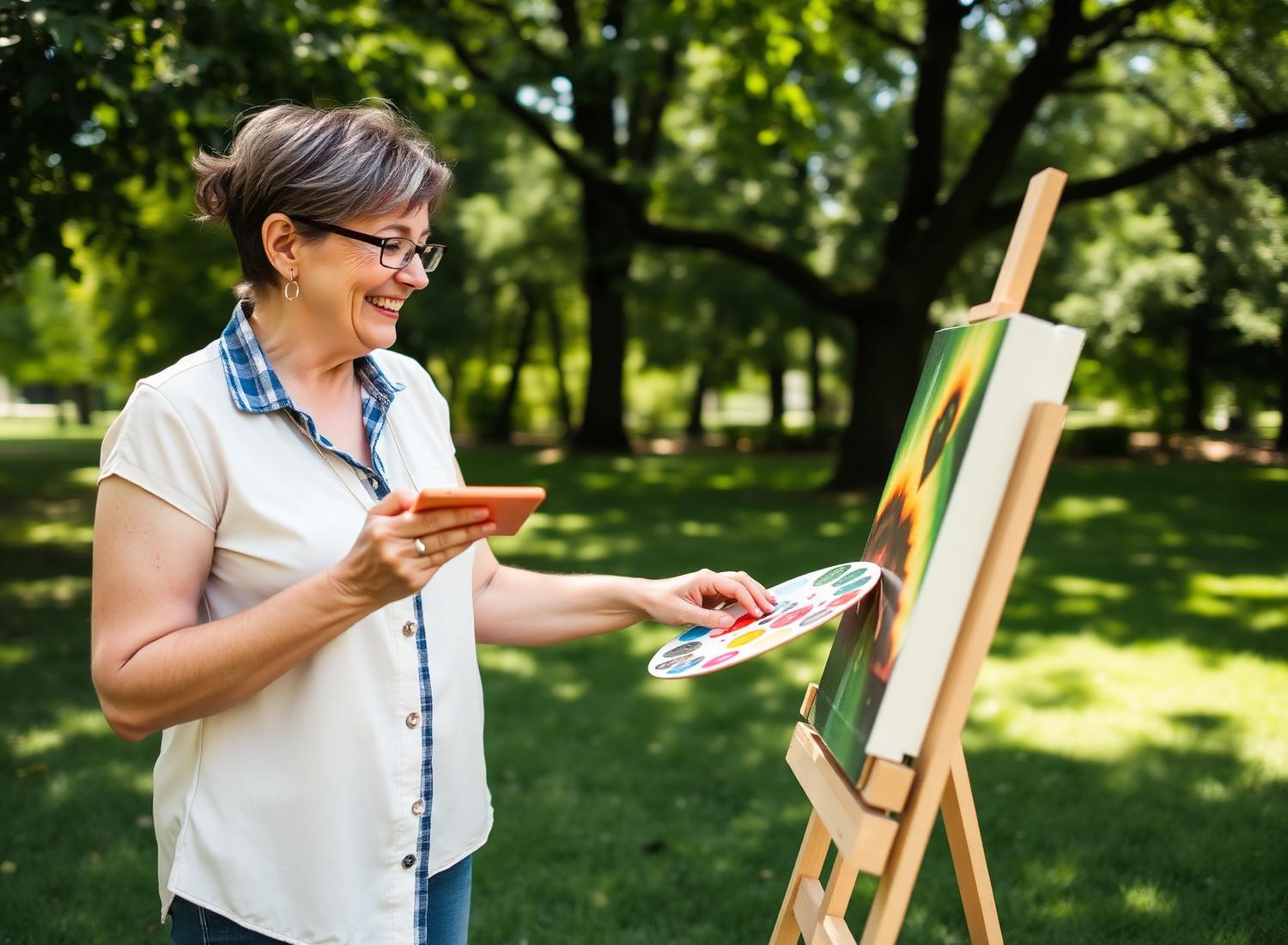 Acrylic painting at the park
